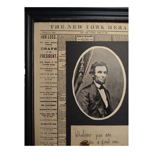 Artist Signed Aged Reproduction Lincoln Assasination Newspaper Cover Page - Picture 8 of 10